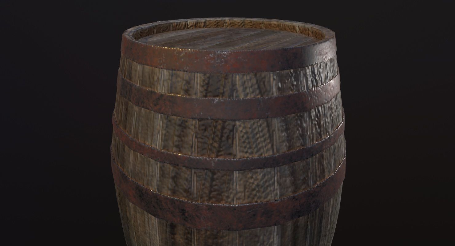 Barrel Game Ready wooden Low-poly 3D model_6