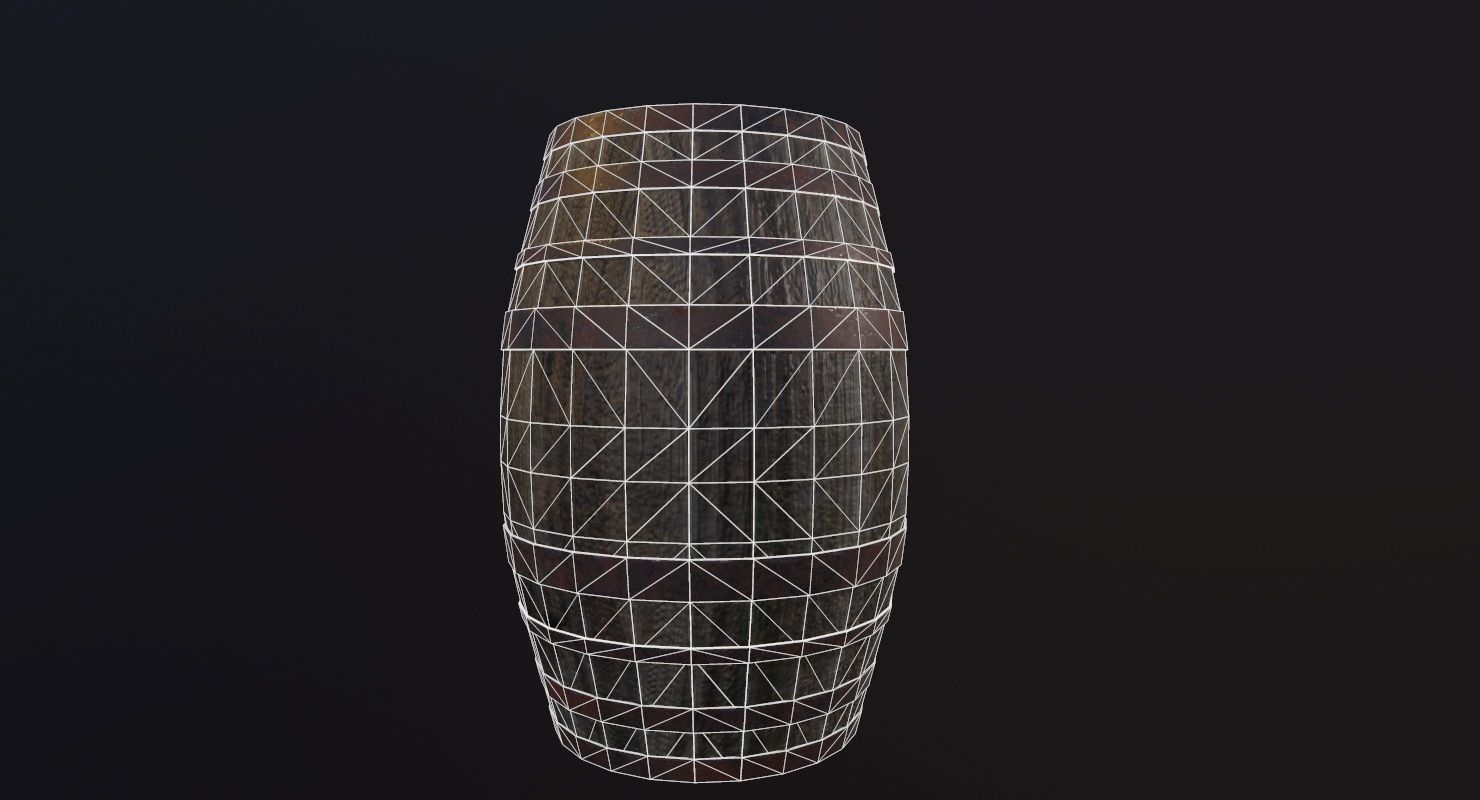 Barrel Game Ready wooden Low-poly 3D model_8