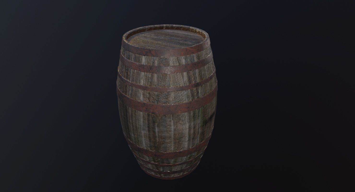 Barrel Game Ready wooden Low-poly 3D model_1