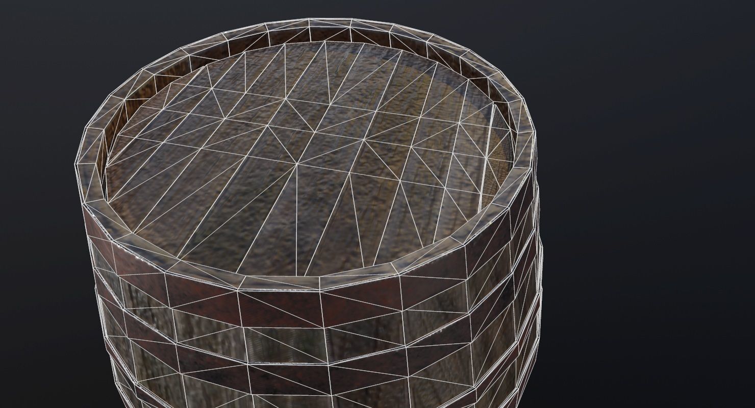 Barrel Game Ready wooden Low-poly 3D model_10