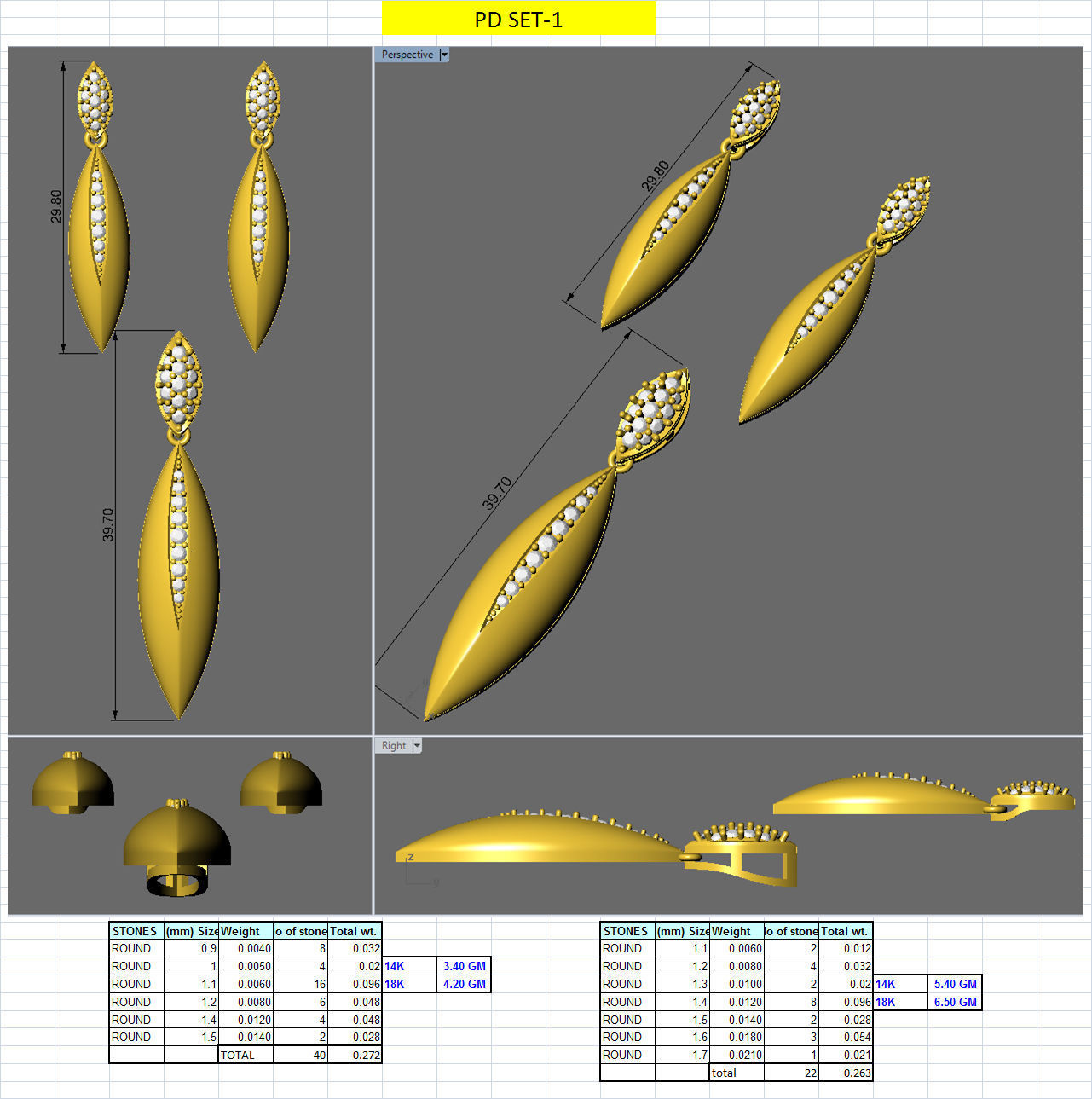 Women pendant-earrings set 3dm stl mgx render detail 3D print model_1