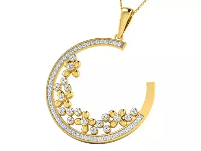 Women pendant-earrings set 3dm stl mgx render detail