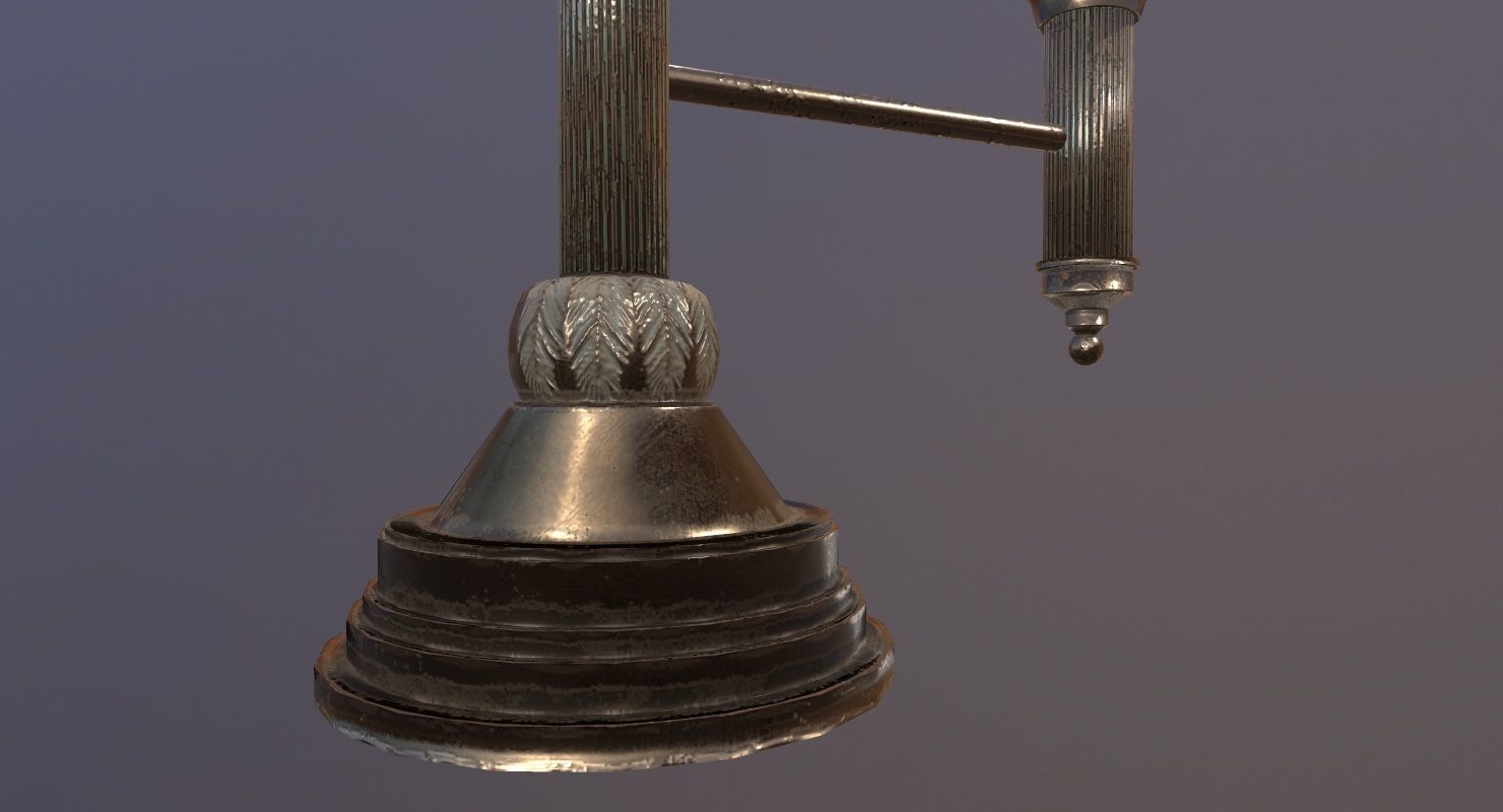 vintage Desk Lamp Game Ready Low-poly 3D model_9