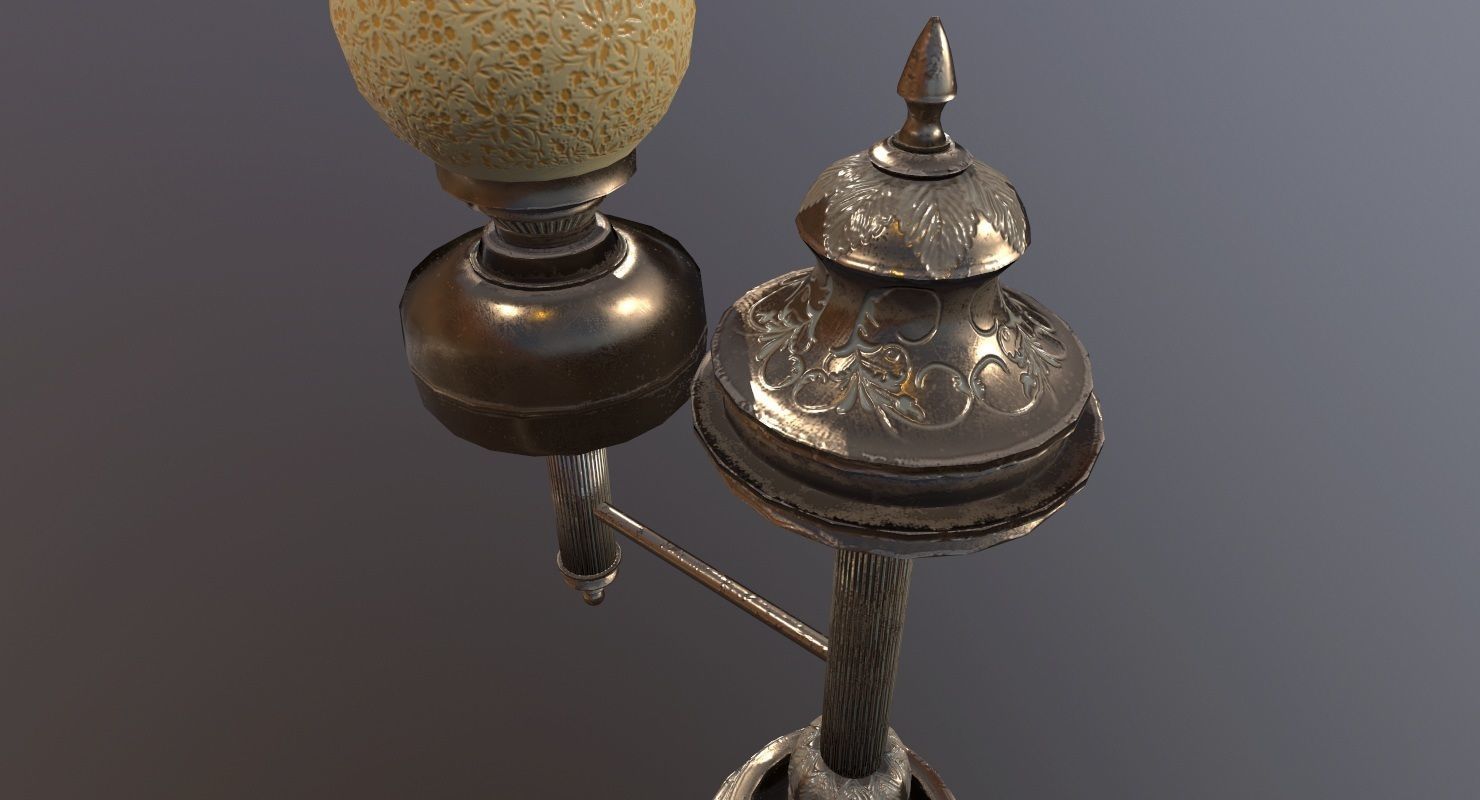 vintage Desk Lamp Game Ready Low-poly 3D model_4