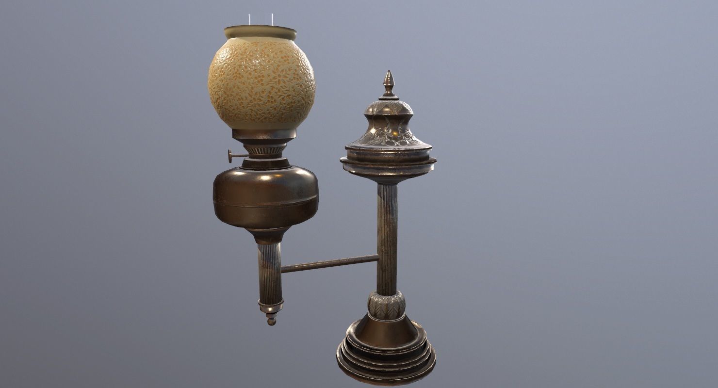 vintage Desk Lamp Game Ready Low-poly 3D model_3