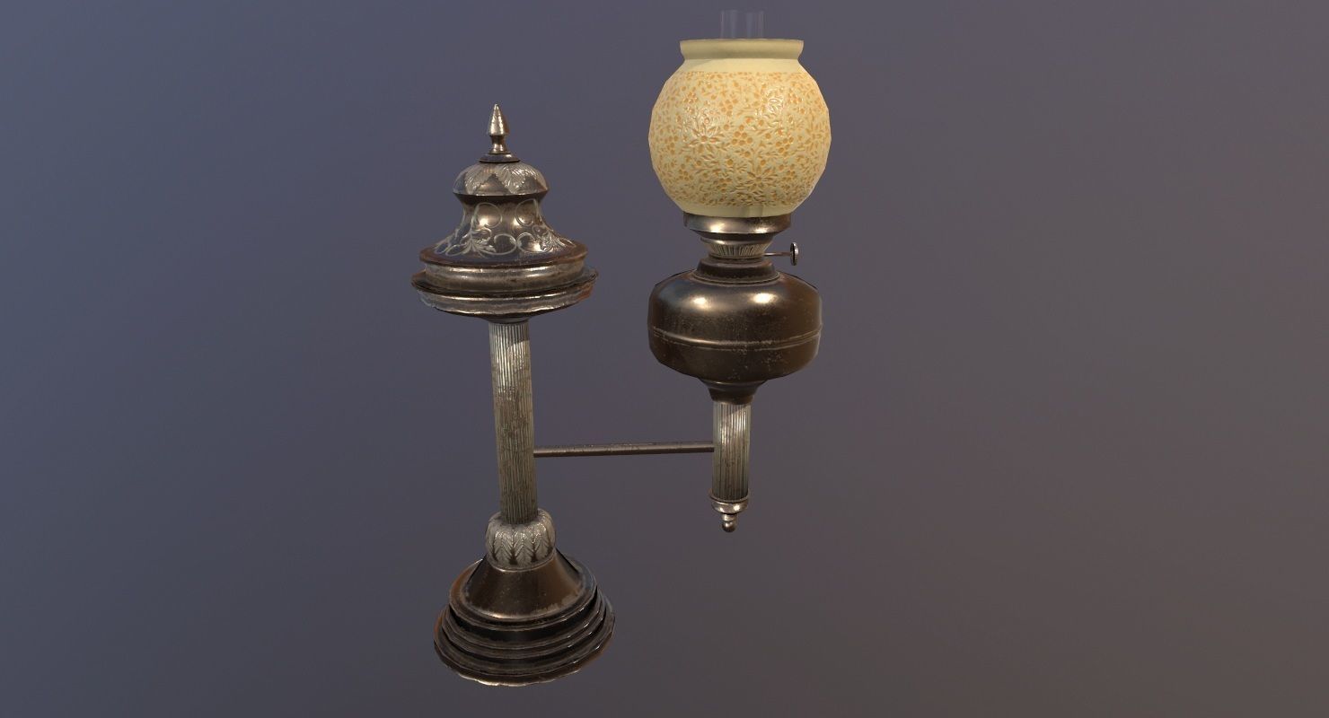 vintage Desk Lamp Game Ready Low-poly 3D model_1