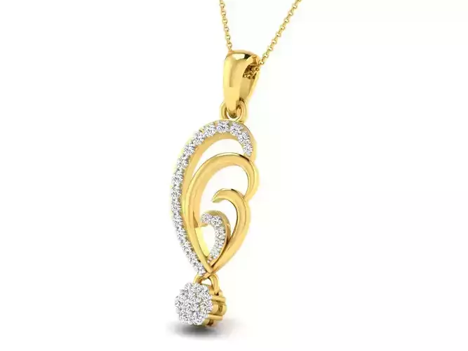 Women pendant-earrings set 3dm stl mgx render detail