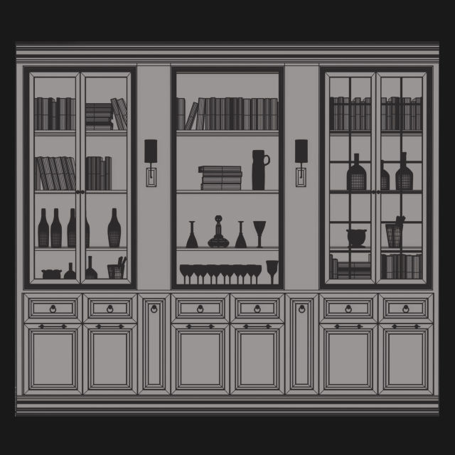 Display Cabinet Classic 3D model_2