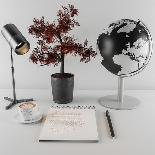 Worktable decorative set 3D model