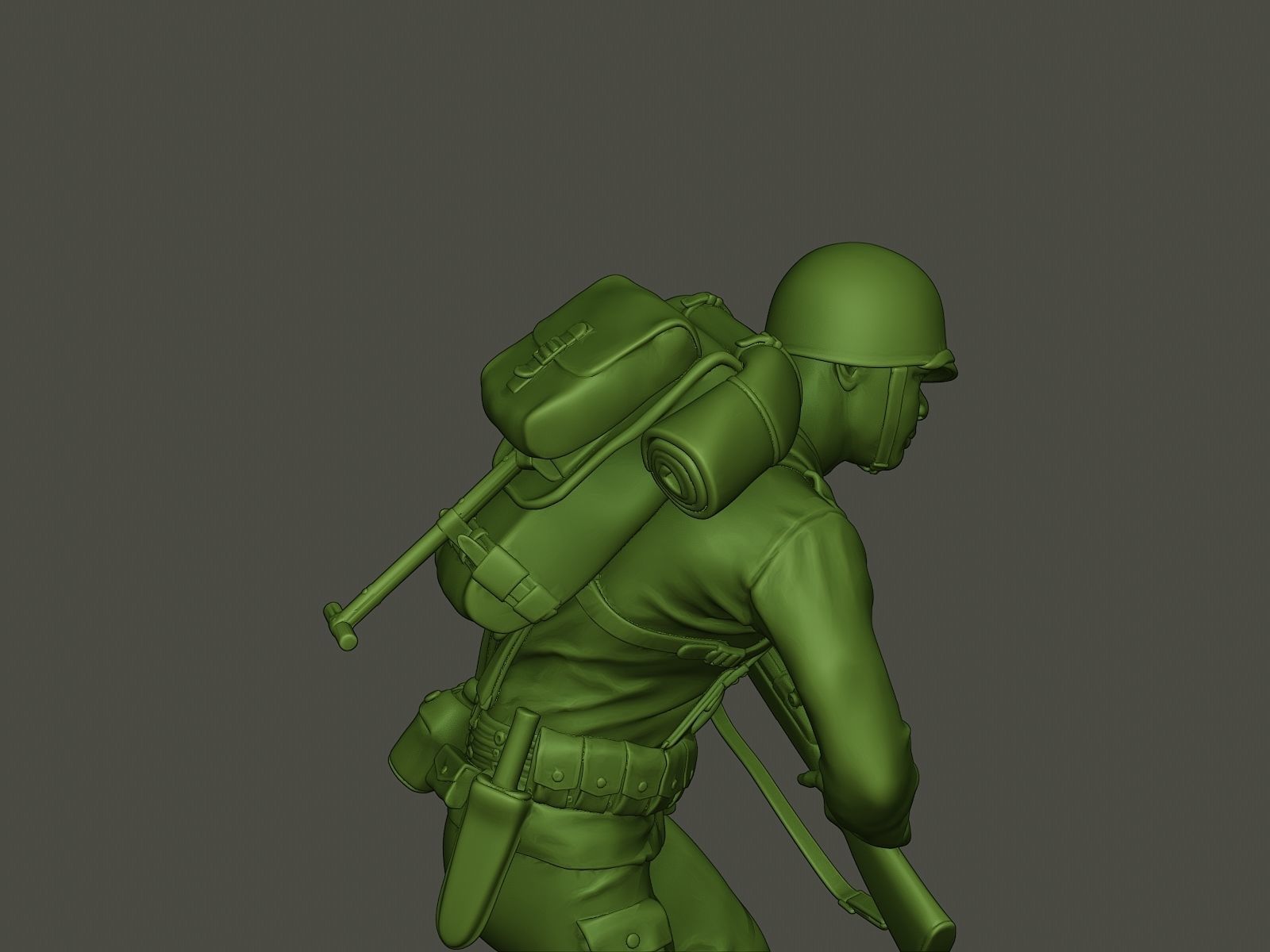 American soldier ww2 running A5 3D print model_19