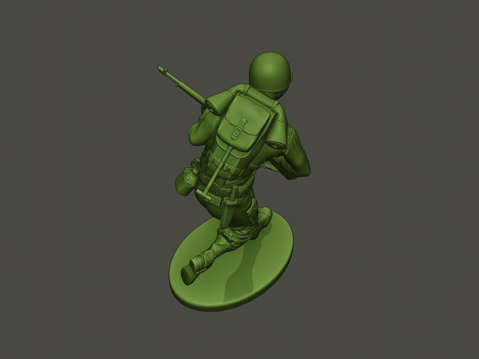 American soldier ww2 running A5 3D print model_21