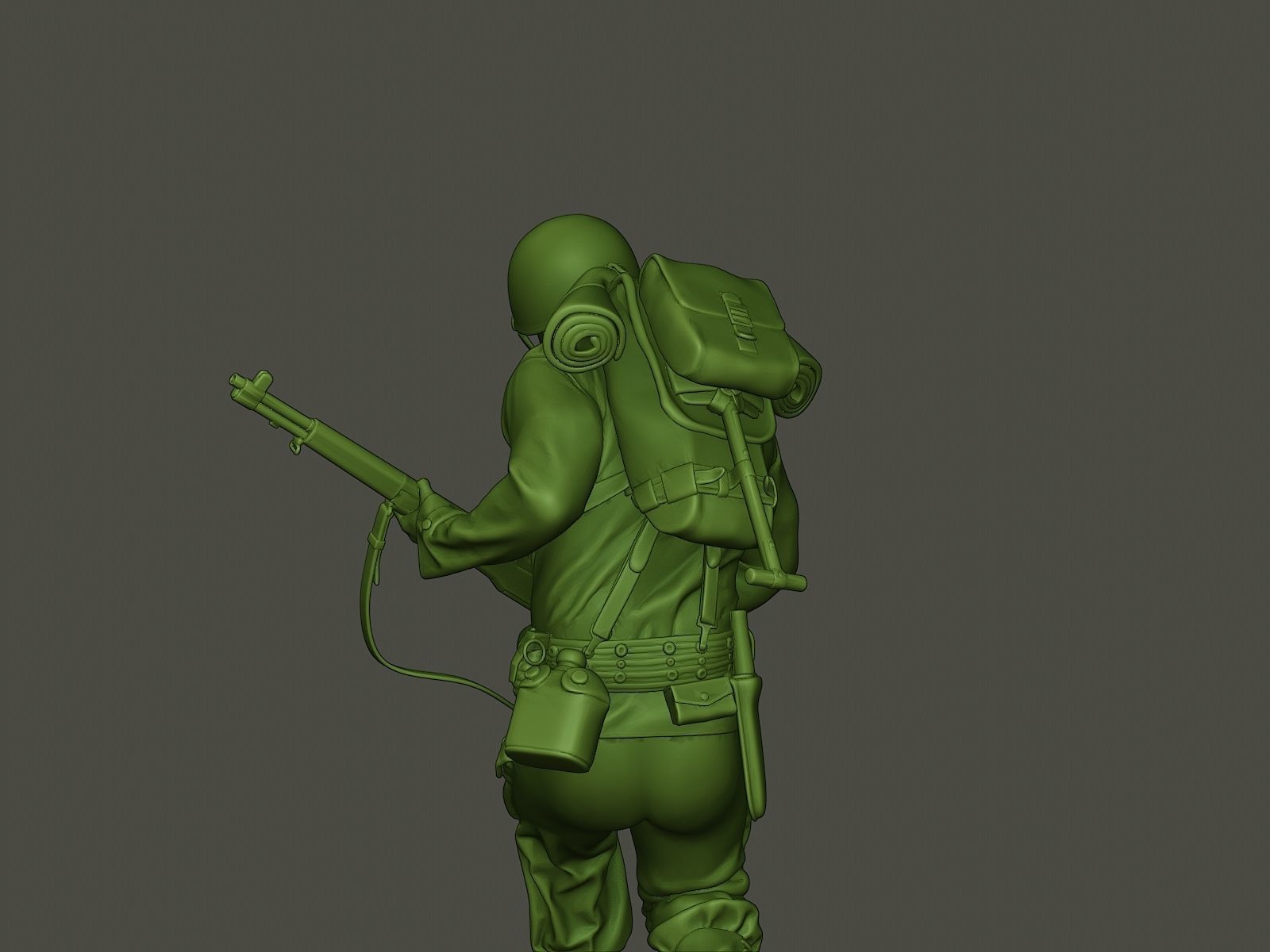 American soldier ww2 running A5 3D print model_20