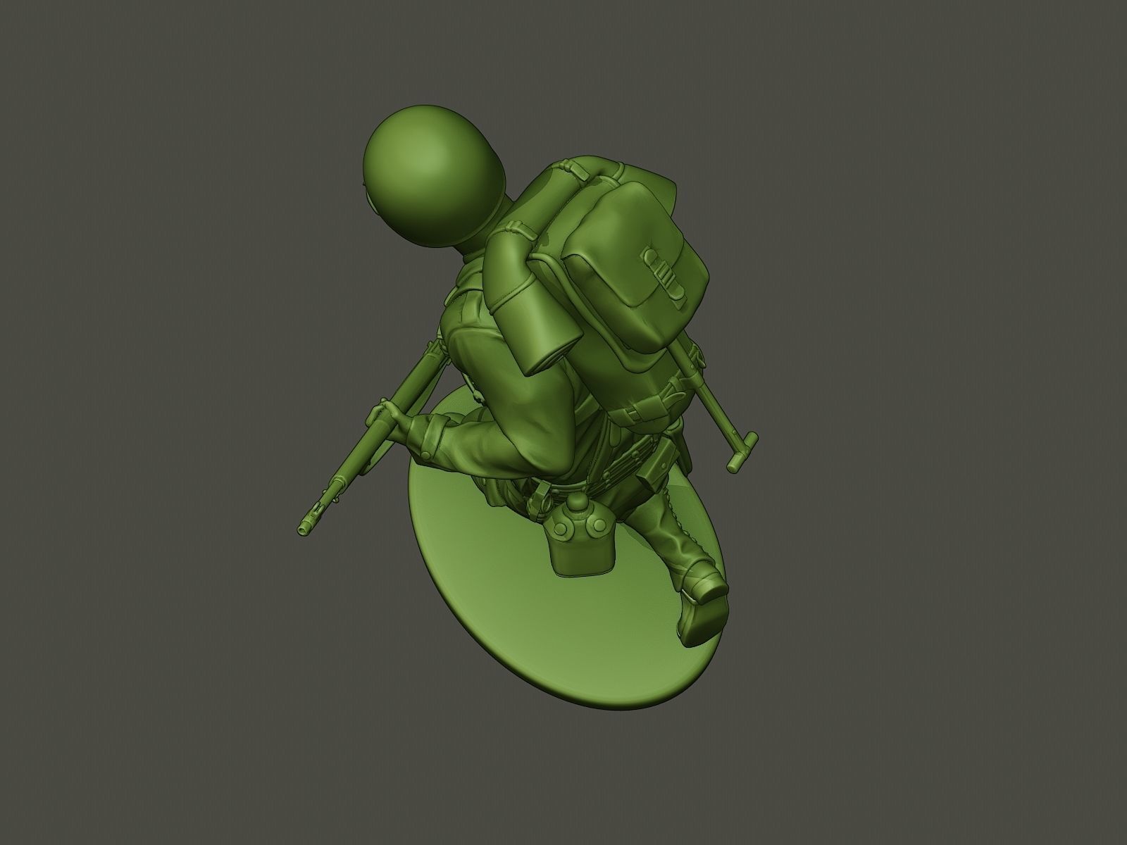 American soldier ww2 running A5 3D print model_15