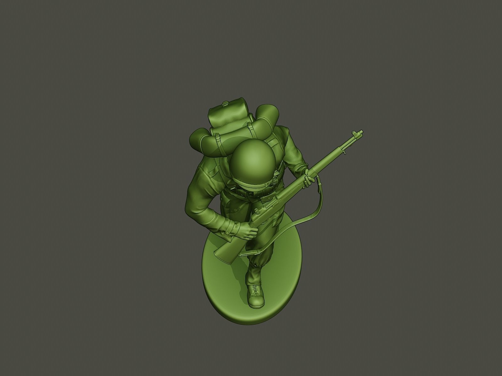 American soldier ww2 running A5 3D print model_13