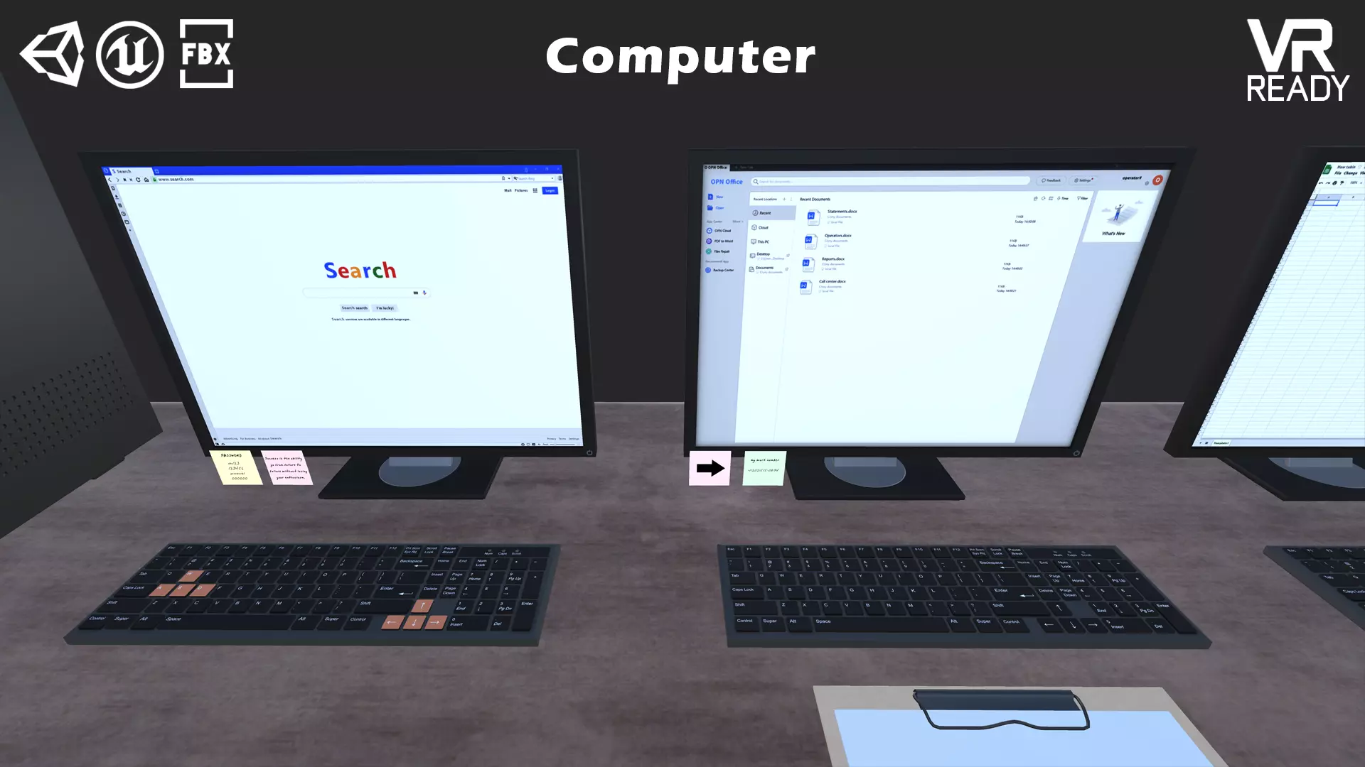 Computer Set vr desk Low-poly 3D model_0