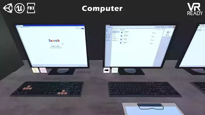 Computer Set vr desk Low-poly 3D model