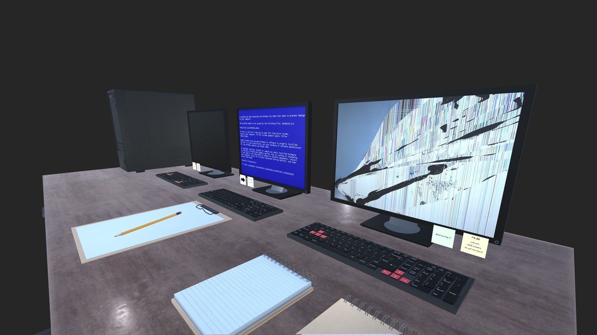 Computer Set vr desk Low-poly 3D model_5