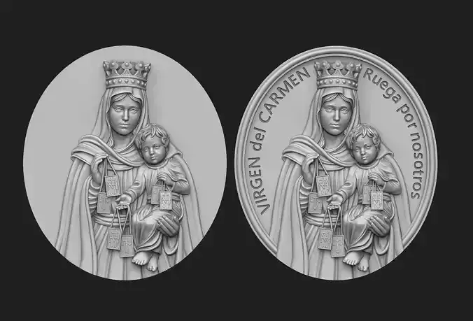 Virgen del Carmen Medallion Set 3D print model