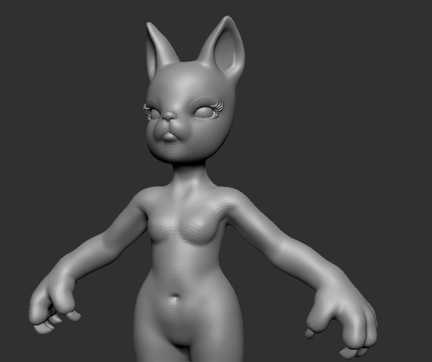 Demi-cat female character Free 3D model_9