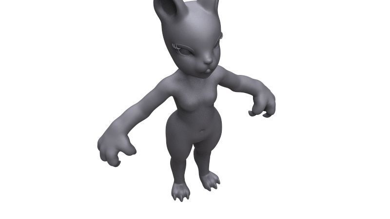Demi-cat female character Free 3D model_5