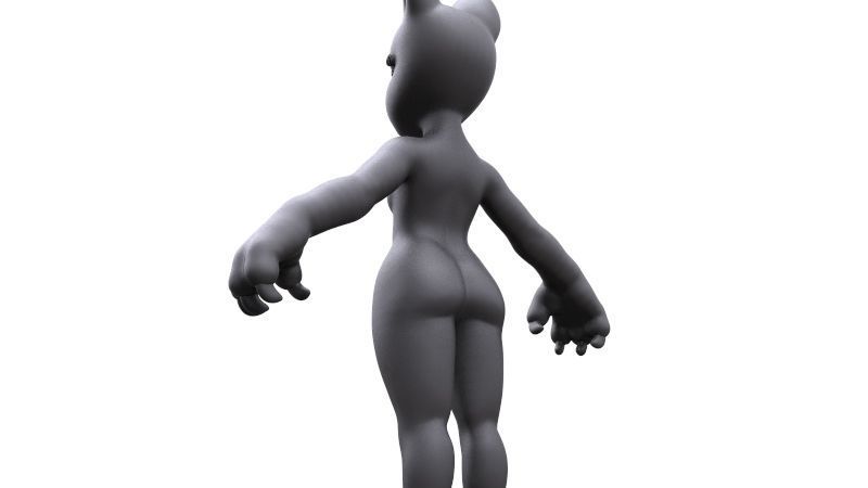 Demi-cat female character Free 3D model_7