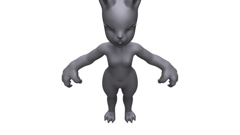 Demi-cat female character Free 3D model_11