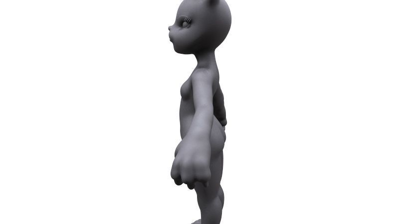 Demi-cat female character Free 3D model_2