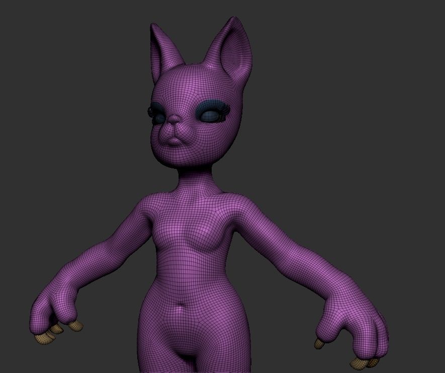 Demi-cat female character Free 3D model_8