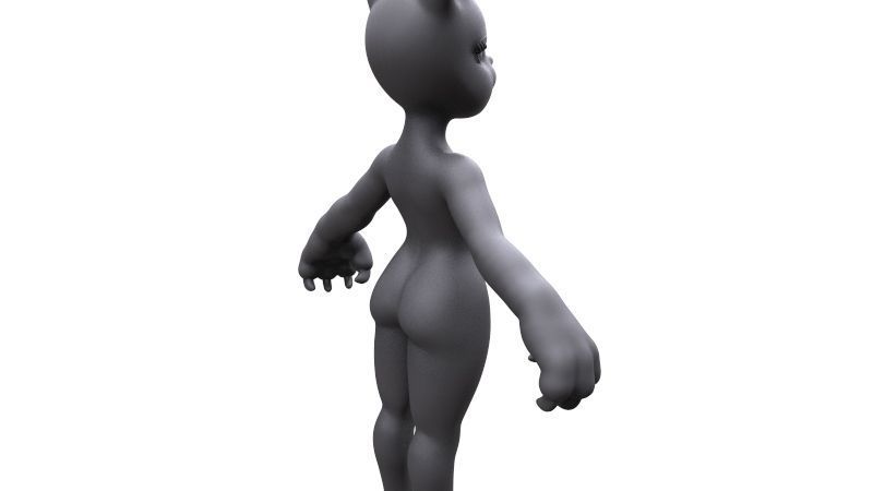 Demi-cat female character Free 3D model_4