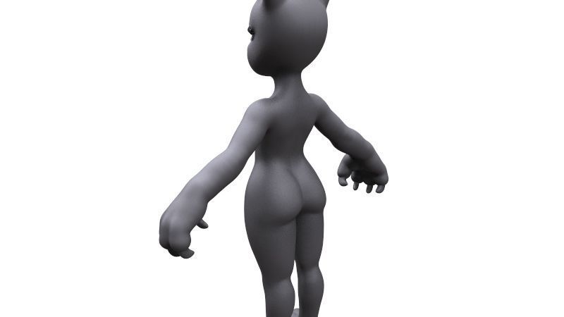 Demi-cat female character Free 3D model_3