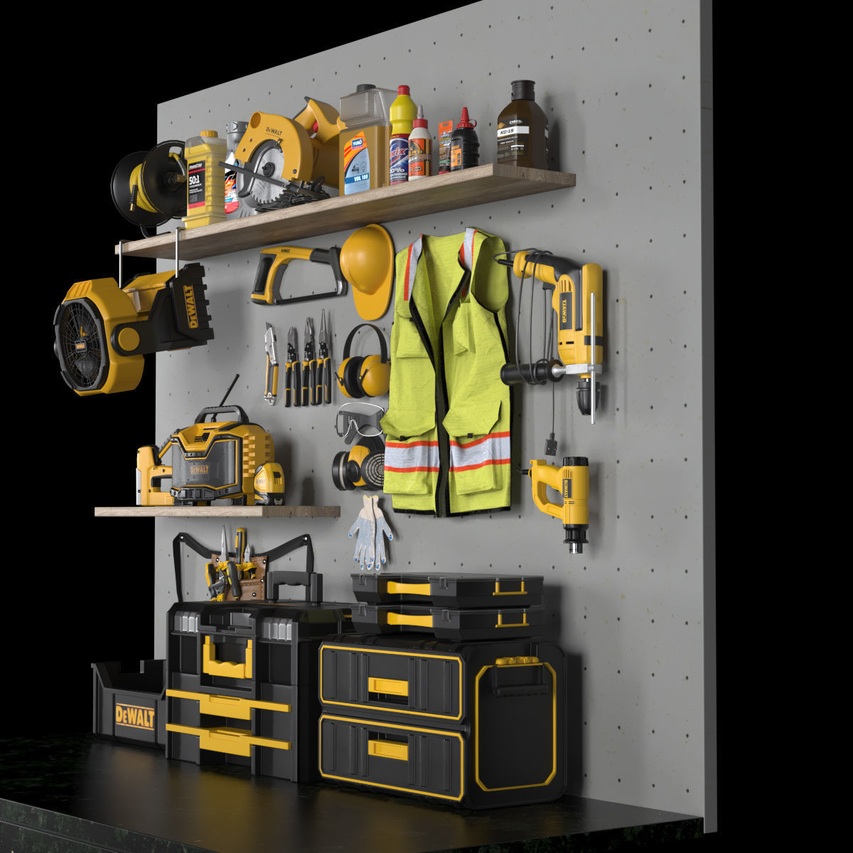 garage tools set 4 Low-poly 3D model_2