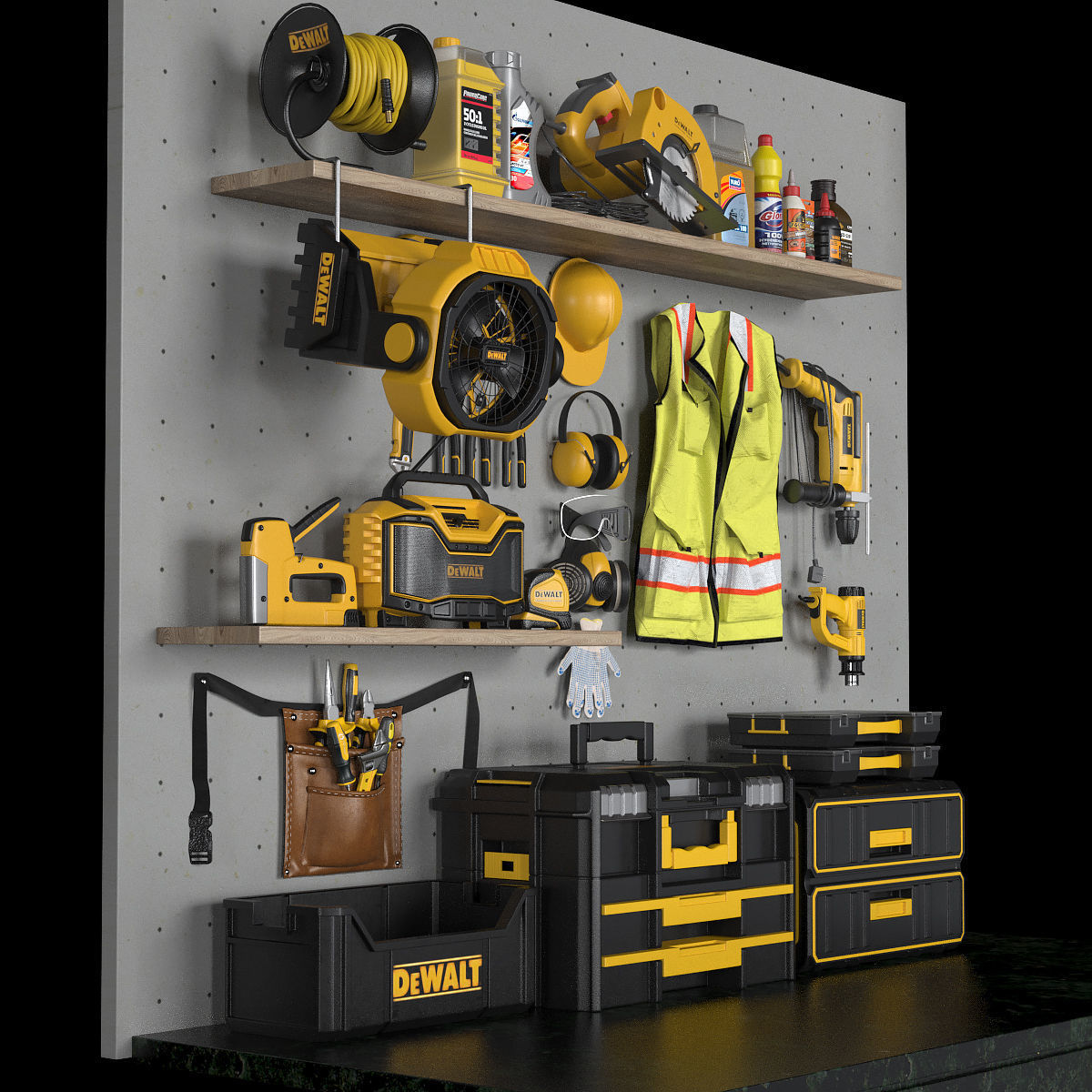 garage tools set 4 Low-poly 3D model_1