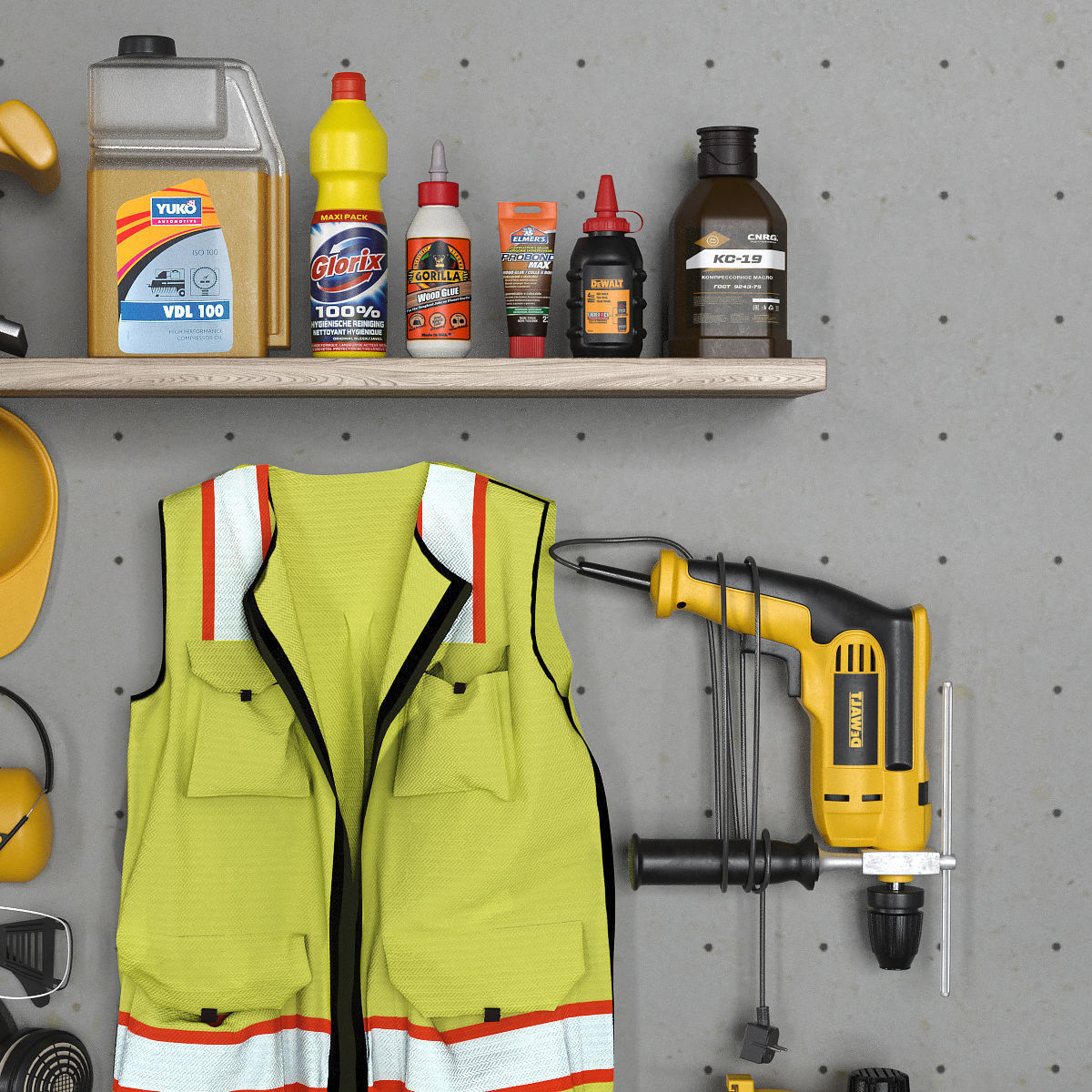 garage tools set 4 Low-poly 3D model_6