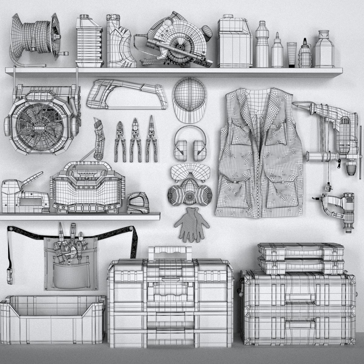 garage tools set 4 Low-poly 3D model_7