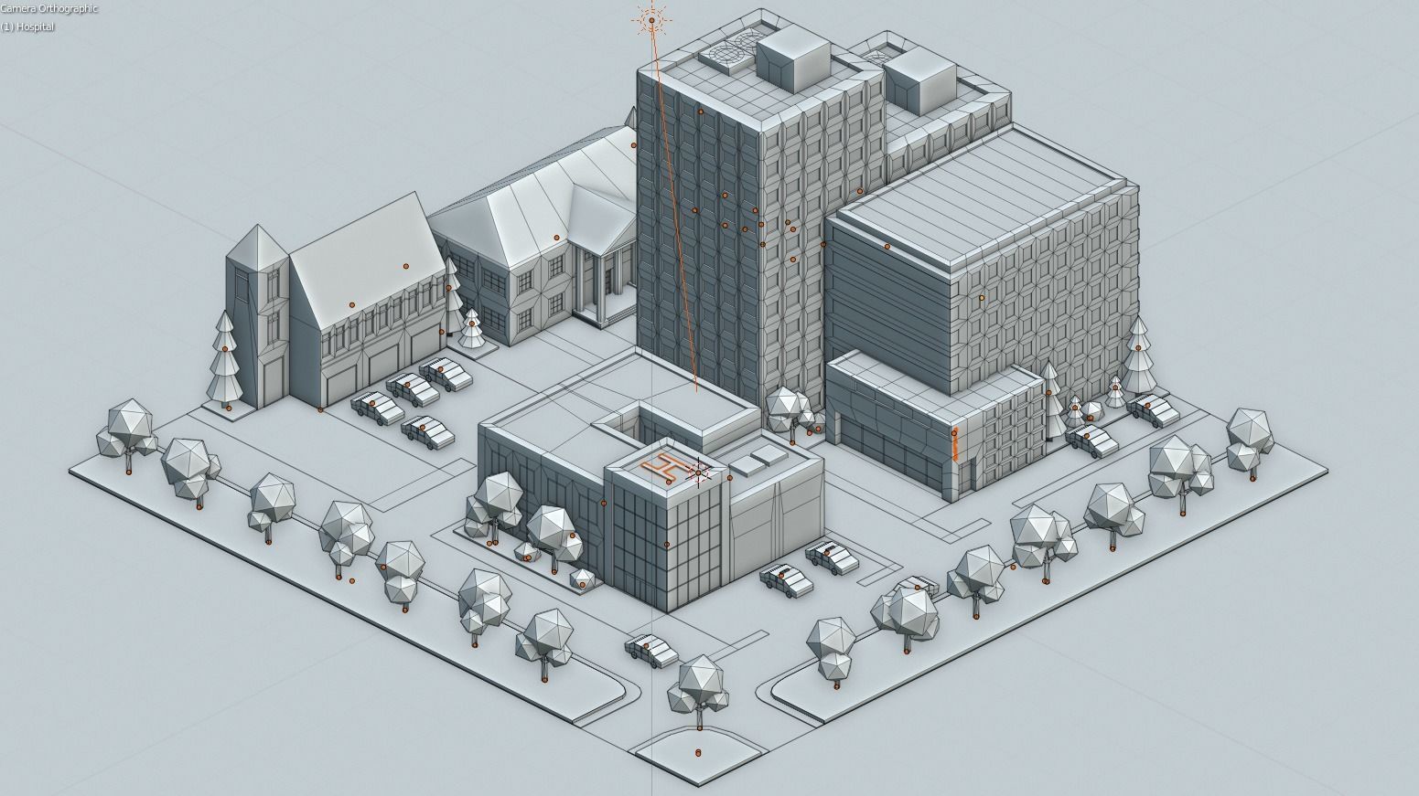 3D Isometric city in Blender Low-poly 3D model_4