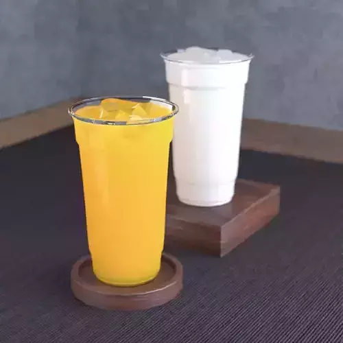 Orange Squash and Milk Tea With Plastic Cup