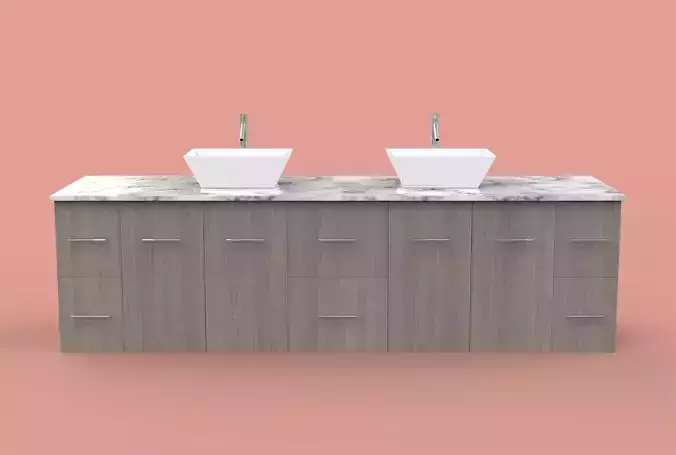 Vanity Sink Double 80 Gray Oak and Marble