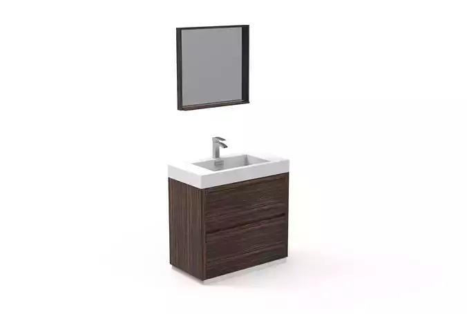 KubeBath Bliss Floor Mount Bathroom Vanity Walnut