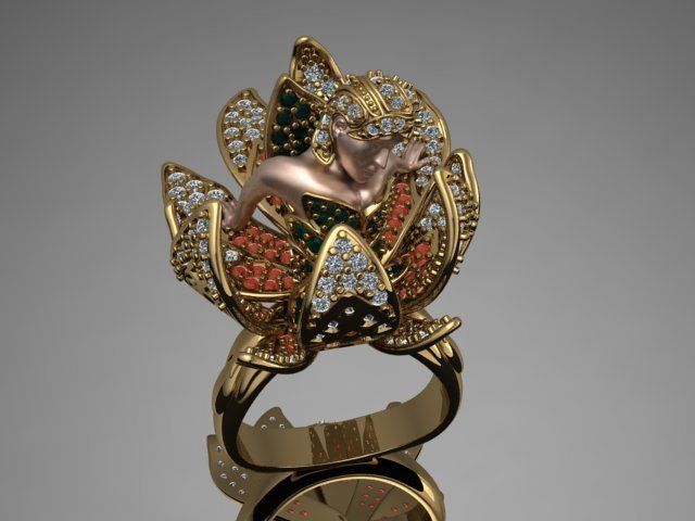 women ring print model 3D print model_12