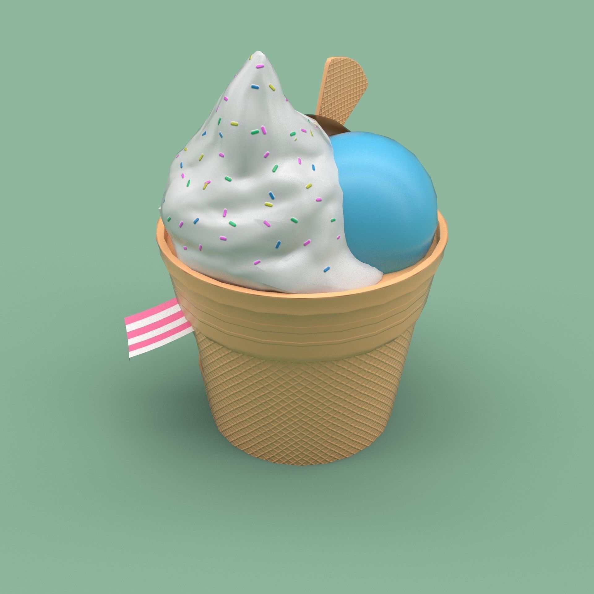 Ice cream building shop Low-poly 3D model_3