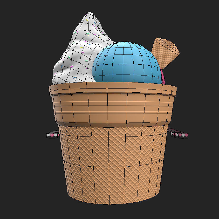 Ice cream building shop Low-poly 3D model_15