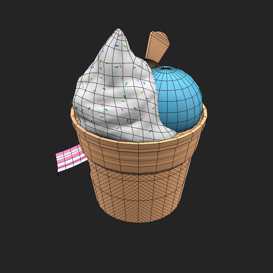 Ice cream building shop Low-poly 3D model_4