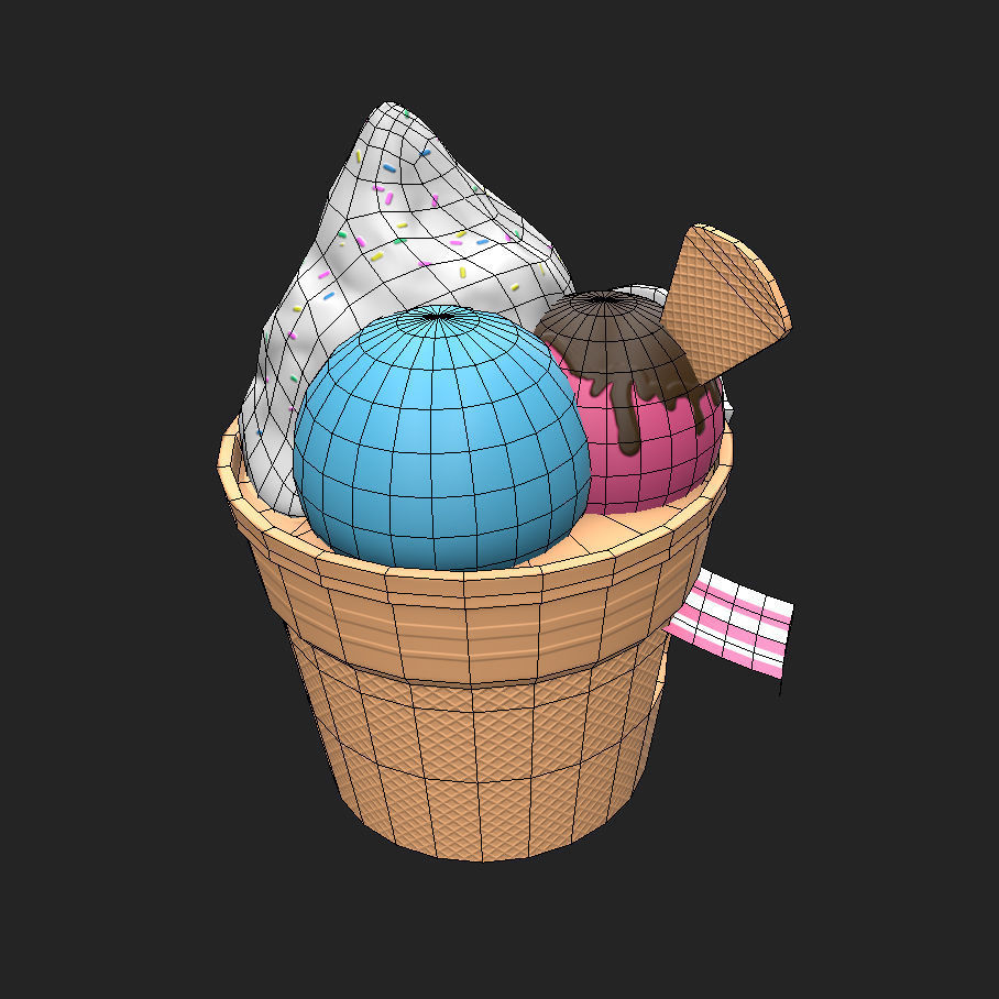 Ice cream building shop Low-poly 3D model_11