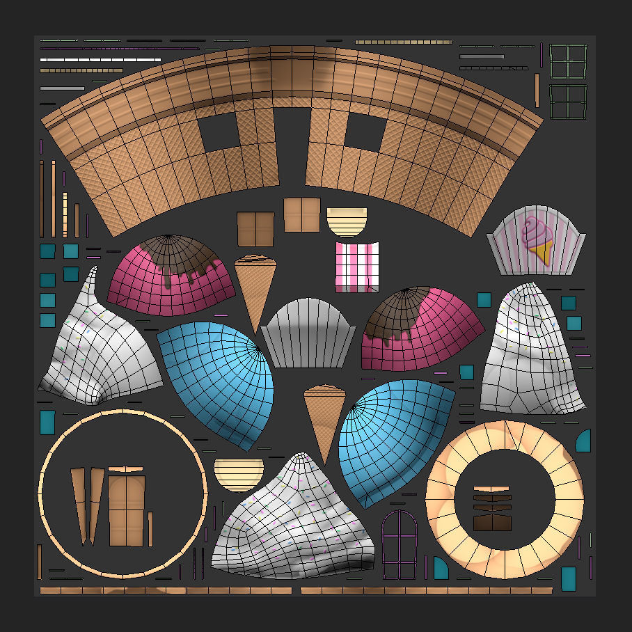 Ice cream building shop Low-poly 3D model_18