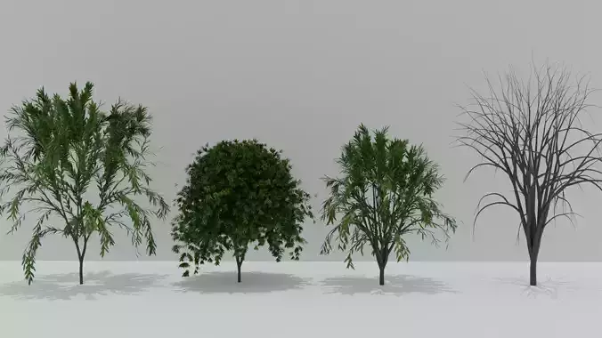 4 Pack Of High Poly Trees 3D model