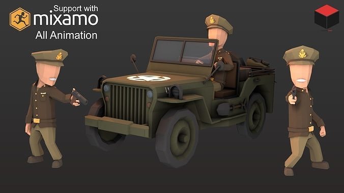 WW2 Us Commander Low-poly 3D model