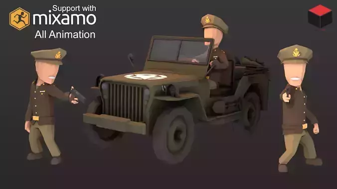 WW2 Us Commander Low-poly 3D model