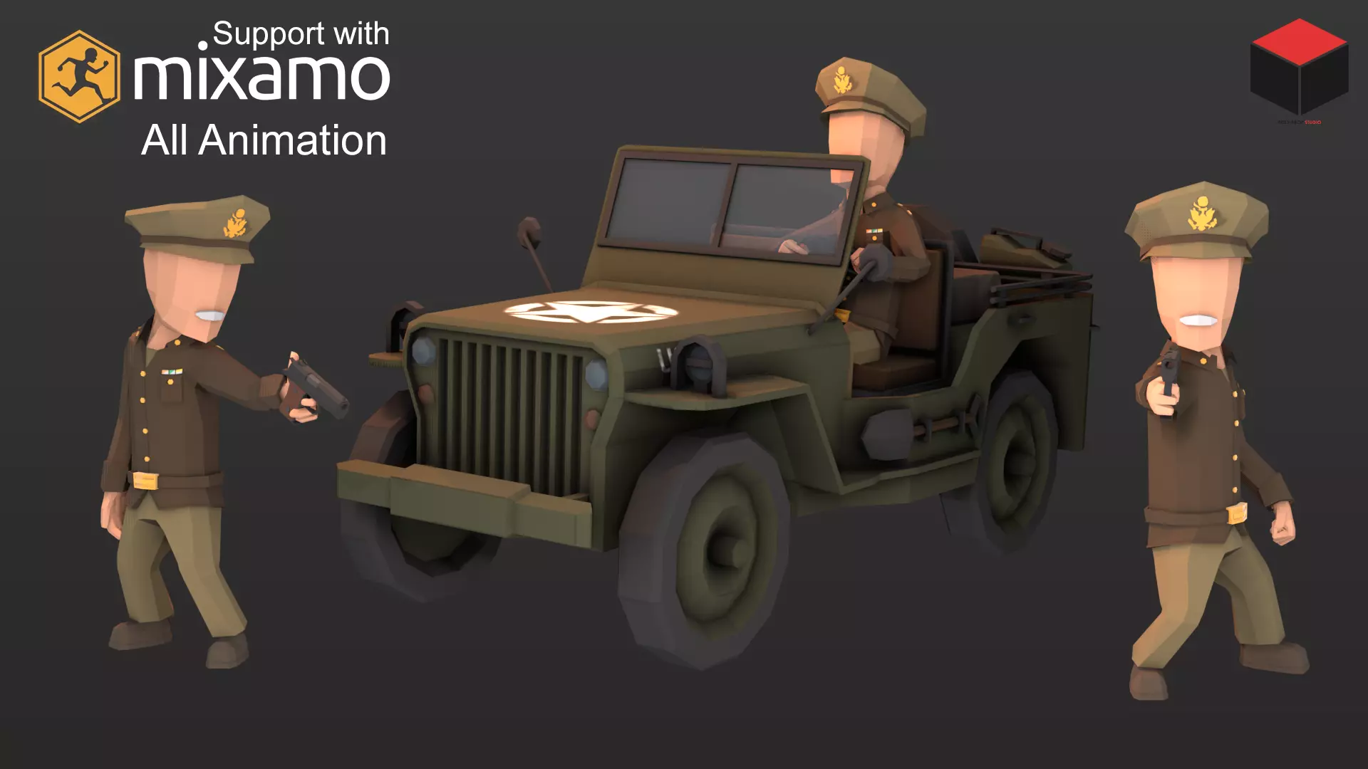 WW2 Us Commander Low-poly 3D model_0
