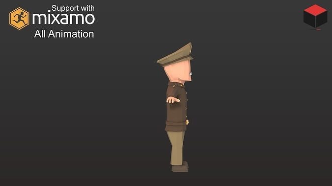 WW2 Us Commander Low-poly 3D model 4