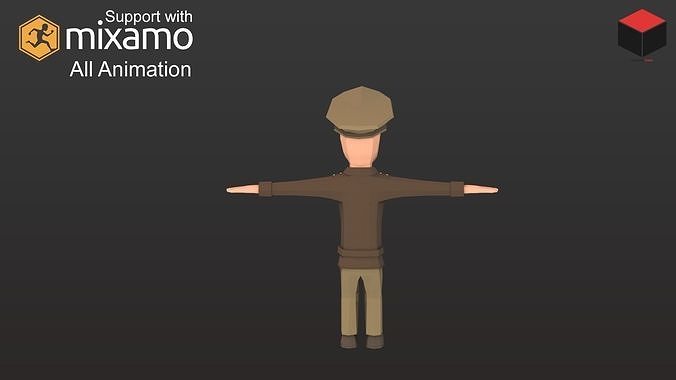 WW2 Us Commander Low-poly 3D model 6